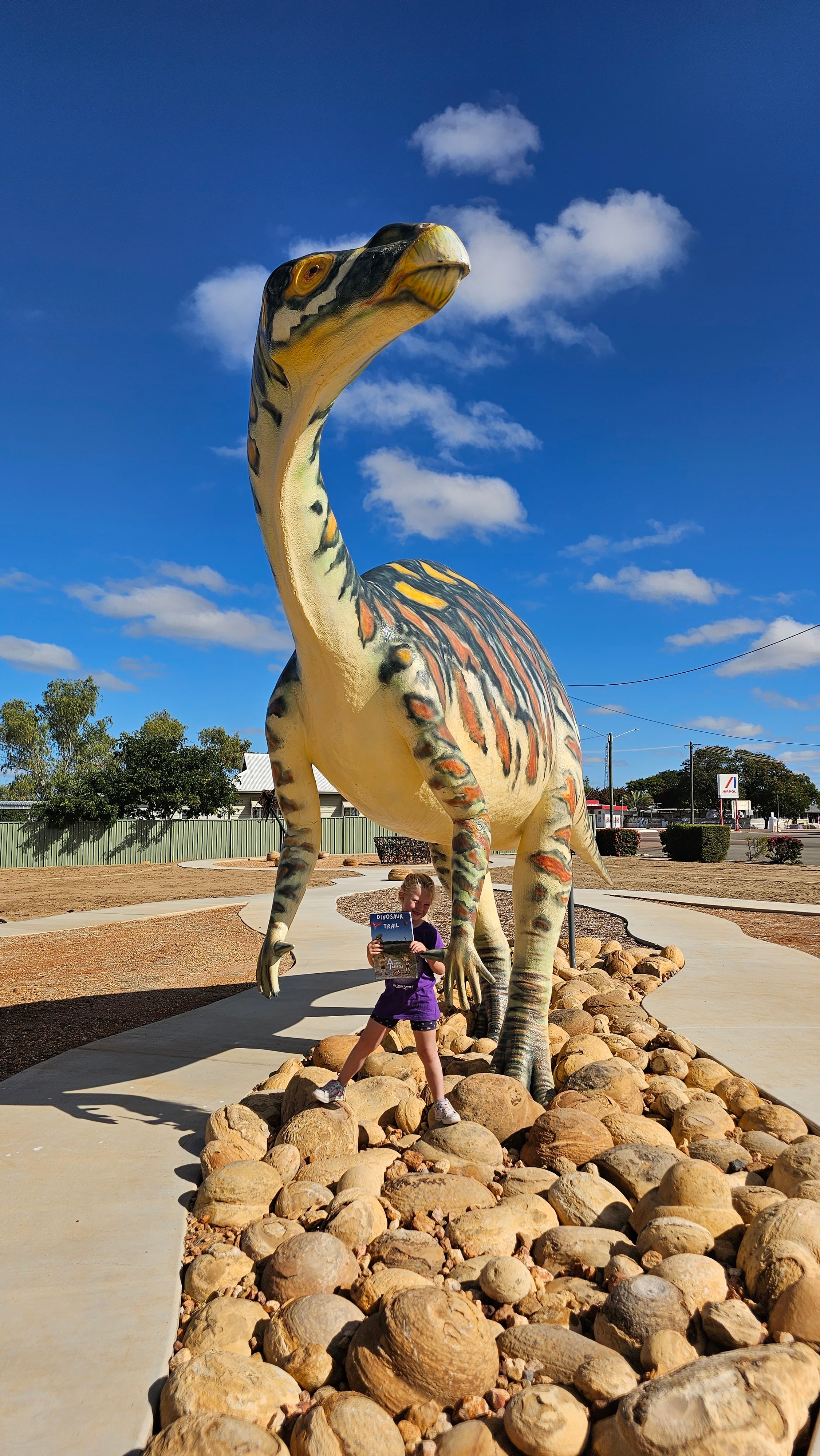 Statue of a a muttabuttasaurus on the dinosaur trail queensland