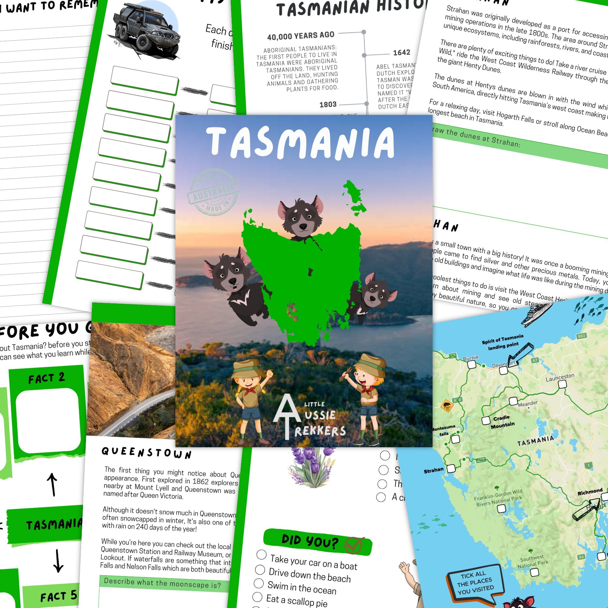 Tasmania travel journal pages