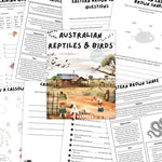 australian reptiles and birds activity book pages. 