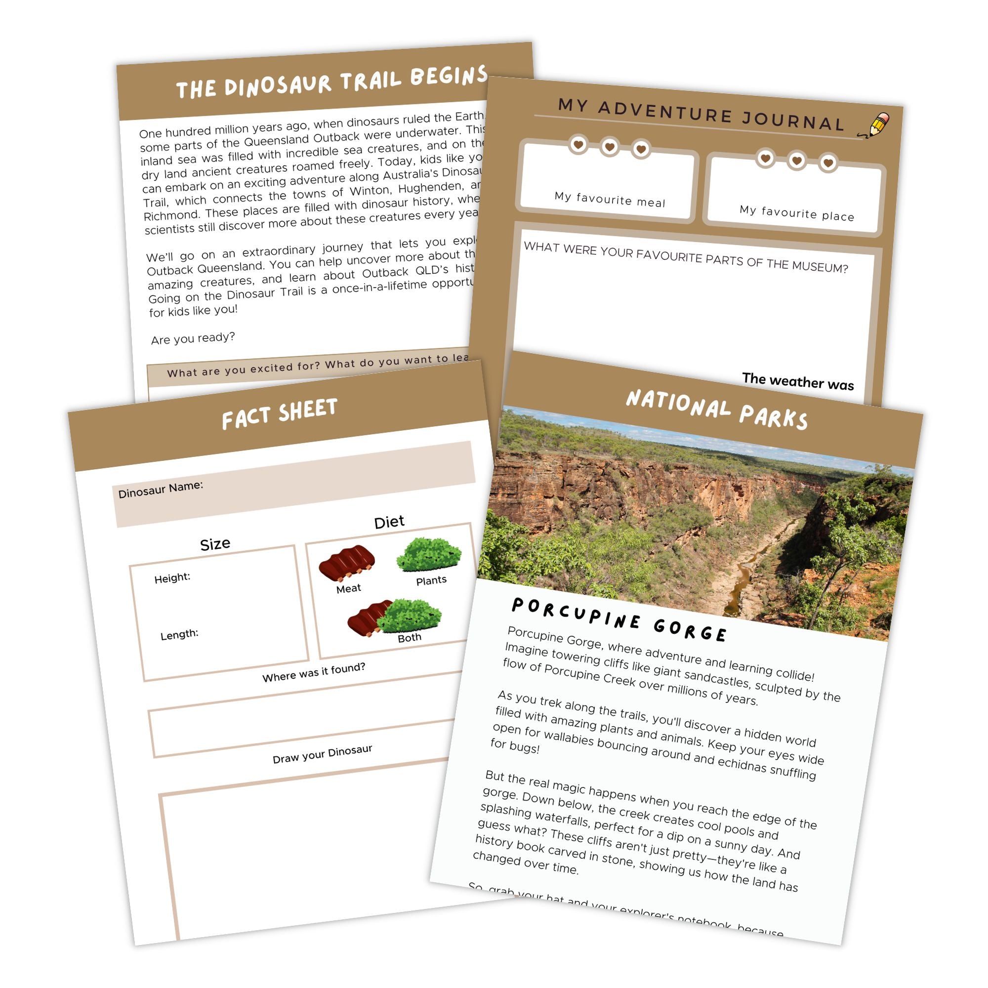 dinosaur trail travel journal pages
