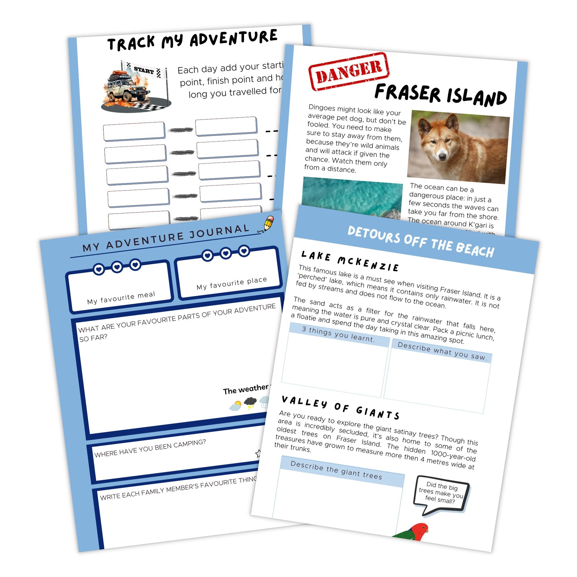 fraser island travel journal pages